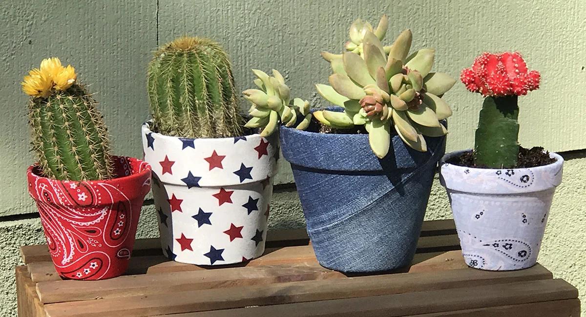 How to Make Decoupage Fabric Covered Pots