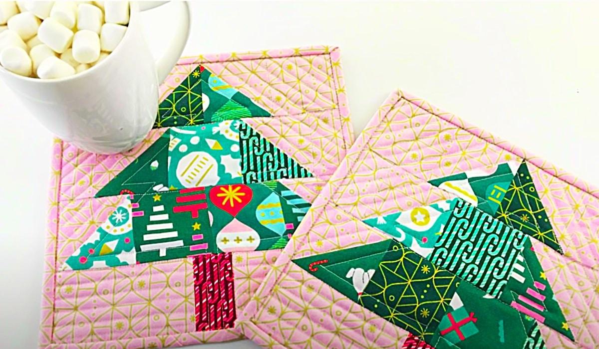 Scrappy Christmas Tree Mug Rugs With Free Pattern