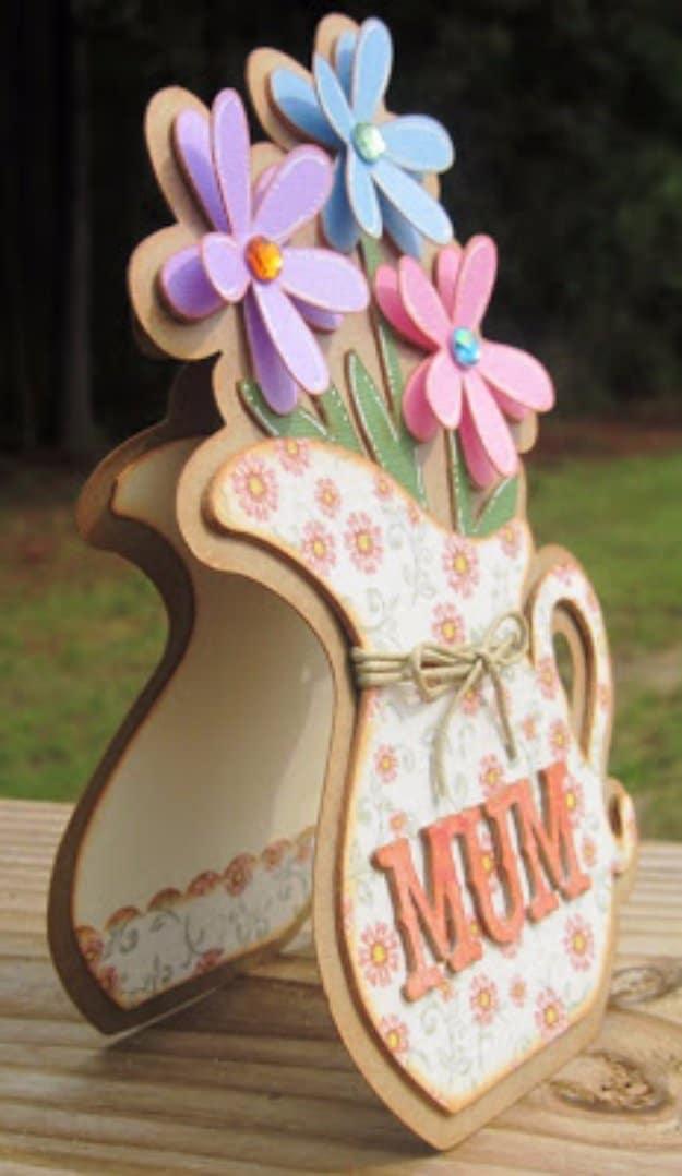 DIY Mothers Day Cards - Mum's the Word Shaped Card - Creative and Thoughtful Homemade Card Ideas for Mom - Step by Step Tutorials, Best Quotes, Handmade Projects