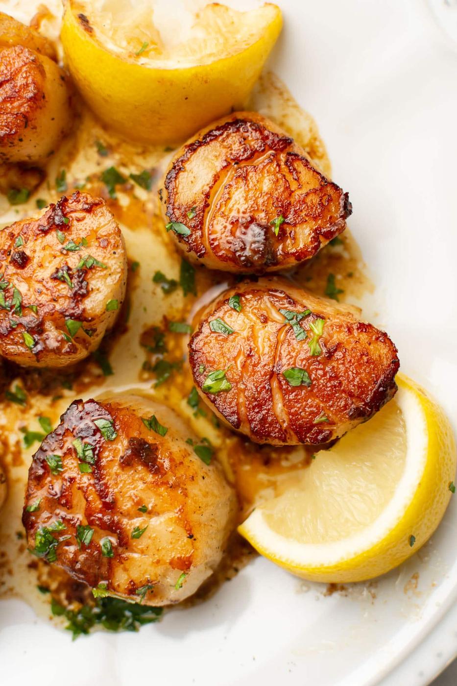 Seared Scallops with Lemon Butter, a lighter weeknight dinner, forgiving if you swap in whatever produce is on hand