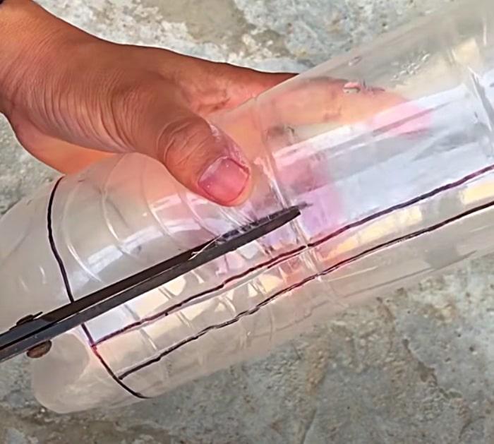 Cut A Plastic Bottle To Make A Lantern Planter