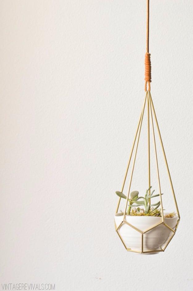DIY Leather and Brass Teardrop Hanging Planter, a leather craft idea worth trying this season and worth a look
