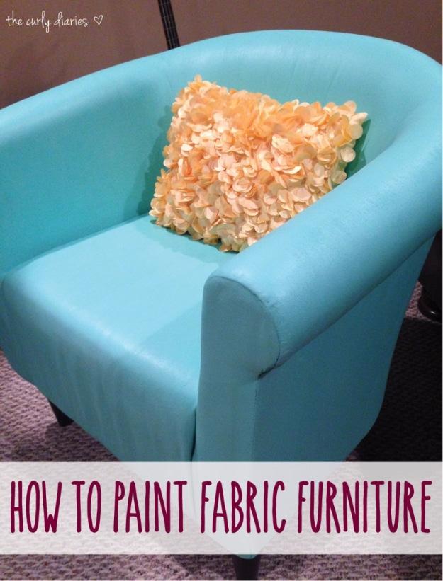 Paint Fabric Furniture, one of the best upcycled furniture ideas on this list and an idea worth saving for later