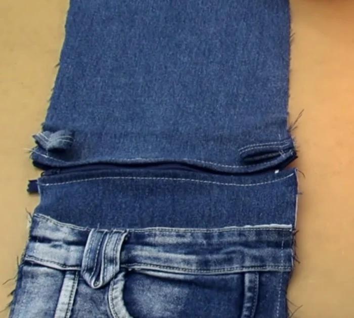 Make a fabulous cheap easy recycled jean crossbody bag
