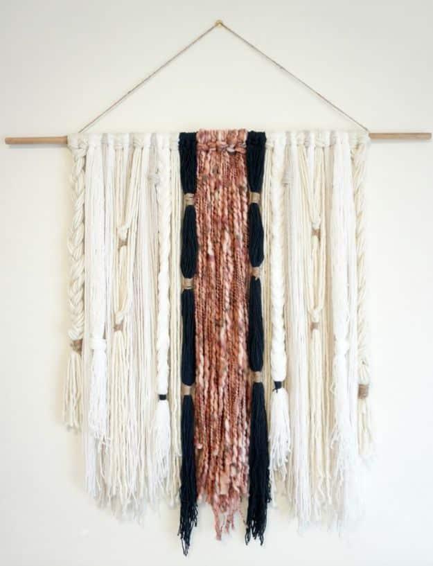Modern Boho Yarn Wall Hanging, quick enough to pull off on a lazy weekend and a display that photographs beautifully