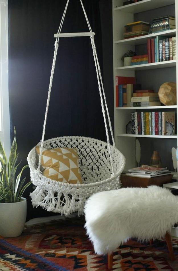 DIY Hanging Macrame Chair, budget friendly with supplies on hand and a clever way to use scraps you already have