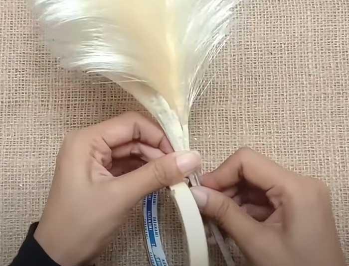 Tape Your Pampas Grass To Wire - DIY Home Decor