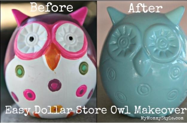 Easy Dollar Store Owl Bank Makeover, a budget craft idea, simple enough for a first attempt at the technique