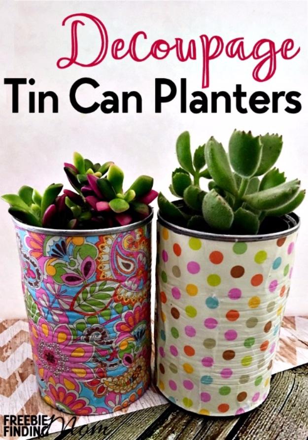 Decoupage Tin Can Planters, built from supplies most crafters already own and warmth that a bare corner was missing