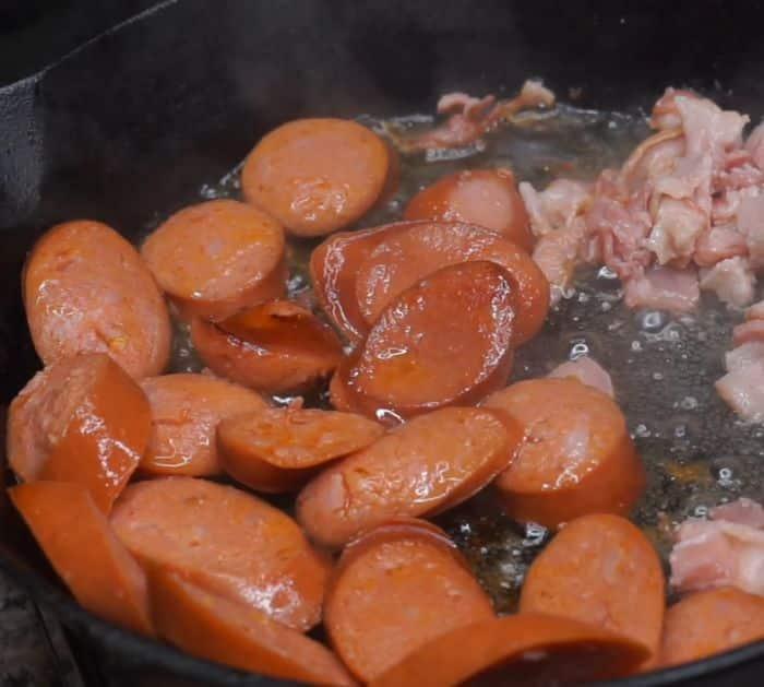 Easy To Make Skillet Fried Cabbage With Bacon, Sausage, & Bell Peppers