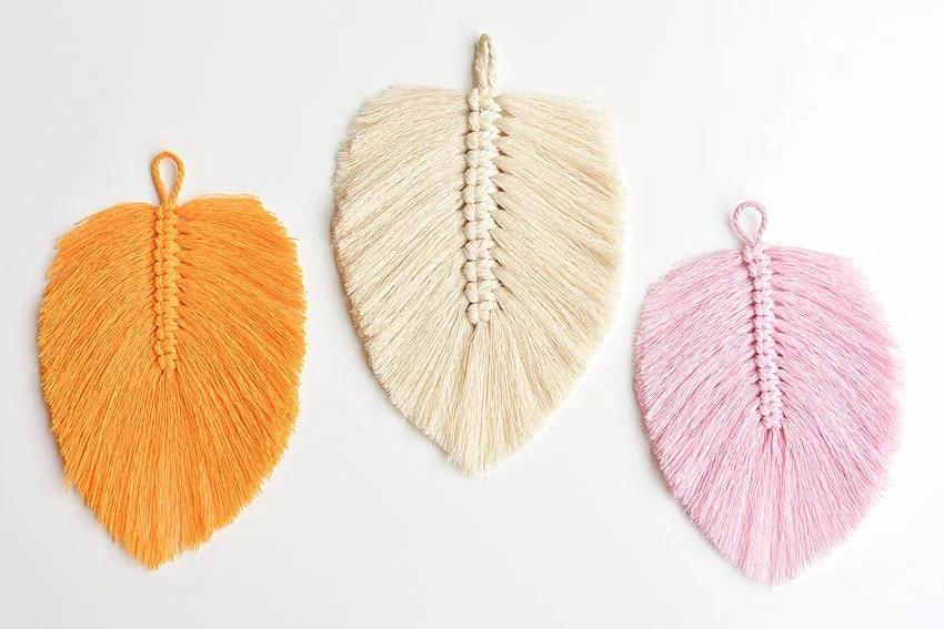 Macrame Feather, a beautiful macrame craft to try at home and a boho accent piece made from simple knots