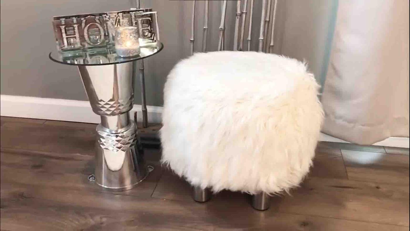 DIY Dollar Tree Fur Ottoman Using Pool Noodles