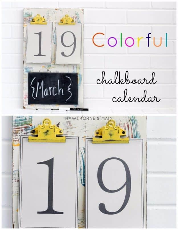 Last Minute Christmas Gifts - Colorful Chalkboard Calendar - Quick DIY Gift Ideas and Easy Christmas Presents To Make for Mom, Dad, Family and Friends - Dollar Store Crafts and Che