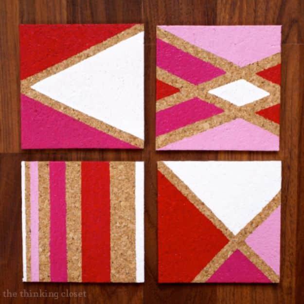 DIY Painted Cork Coasters, cheap enough to make a matching set for the family and a pick that outshines anything off a shelf