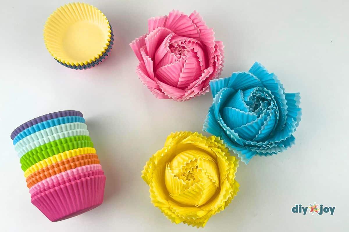 Paper Flowers Cupcake Liners — paper flowers diy using cupcake liners