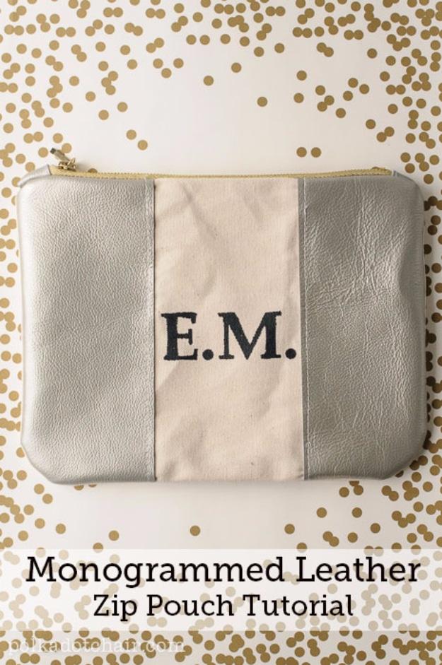 Monogrammed Leather Dopp Kit Tutorial, low pressure enough to try this weekend and an idea worth saving for later
