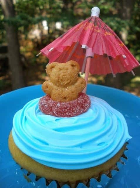 Pool Party Cupcakes, low cost next to renting the equivalent supplies and a hit with the whole crowd