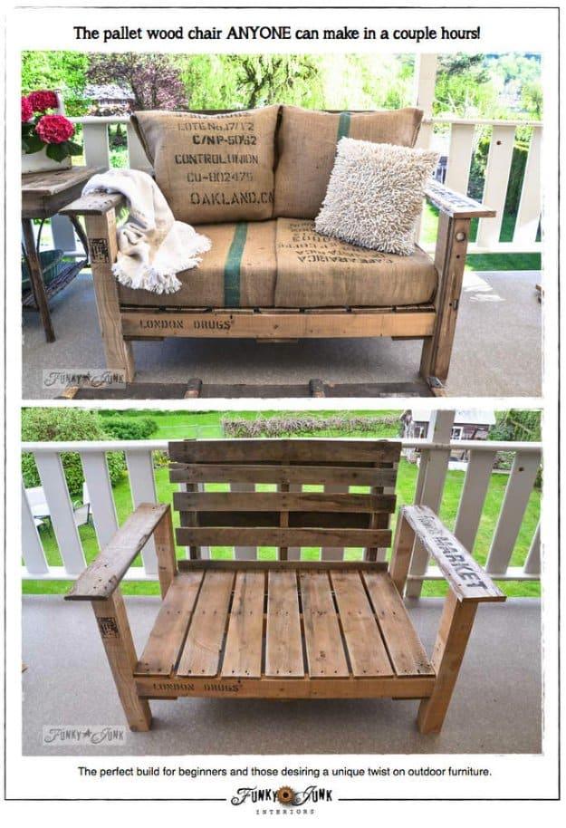 How to Build a Pallet Wood Chair, an easy porch upgrade with basic supplies and a budget friendly way to dress up a porch