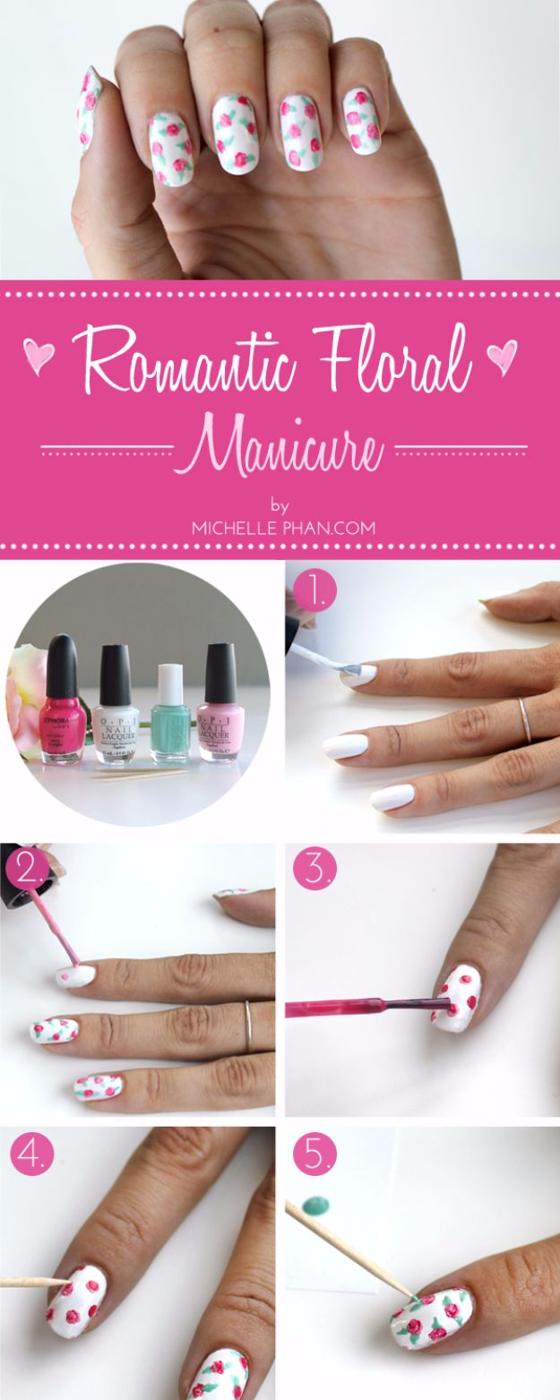 Romantic Floral Mani DIY, a simple design that still looks salon fresh and a colorful look worth saving for your next try