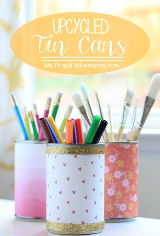 Tin Can Desk Organizer, an upcycled metal accent, a fast weekend build even for a novice and a keepsake worth handing down