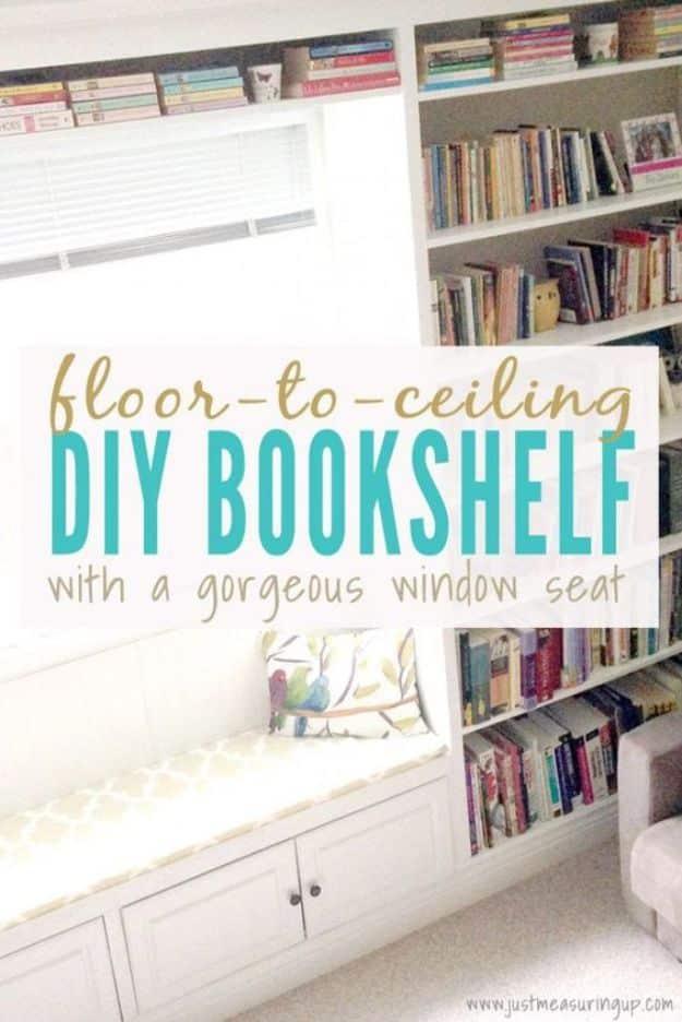 Floor to Ceiling Built-In Bookshelf, doable even on a tight timeline and a clever way to use what you already own