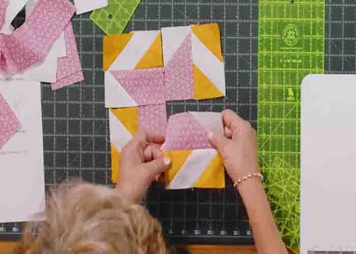 Assembling the fancy friends quilt block