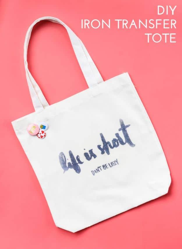 DIY Iron Transfer Tote, simple to scale to fit almost any space and something that looks far pricier than it was