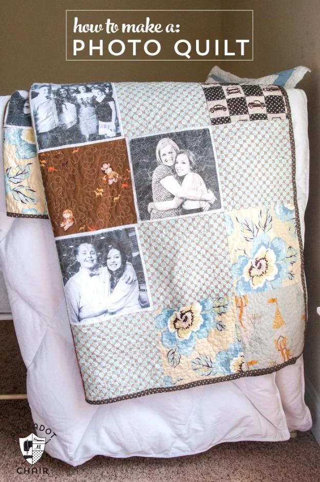 Best Quilting Projects for DIY Gifts - DIY Photo Quilt - Things You Can Quilt and Sew for Friends, Family and Christmas Gift Ideas - Easy and Quick Quilting Patterns for Presents T