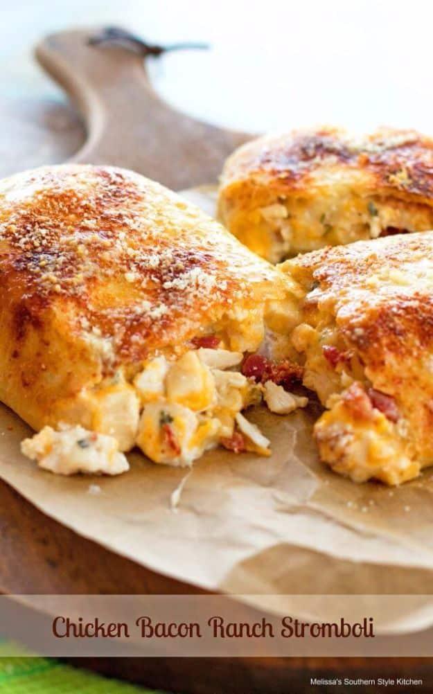 Best Country Cooking Recipes - Chicken Bacon Ranch Stromboli - Easy Recipes for Country Food Like Chicken Fried Steak, Fried Green Tomatoes, Southern Gravy, Breads and Biscuits, Ca