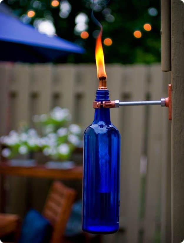 Recycled Wine Bottle Torch, a backyard evening glow, quick enough to finish before nap time and a keepsake worth handing down