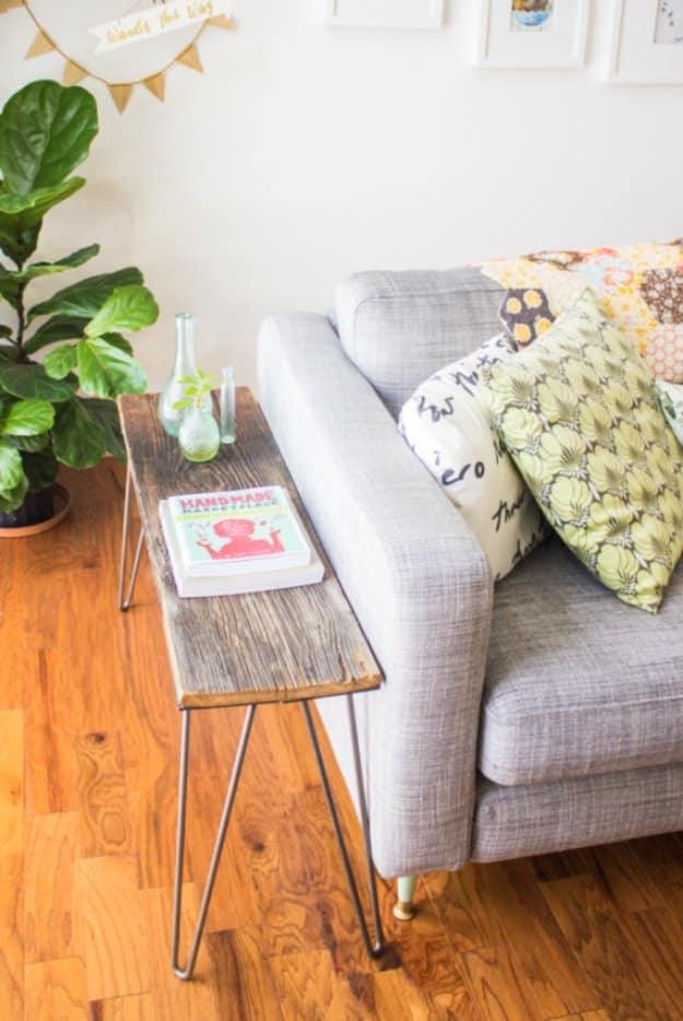 Hairpin Leg End Table, budget friendly with supplies on hand and a nice way to make a plain corner feel finished