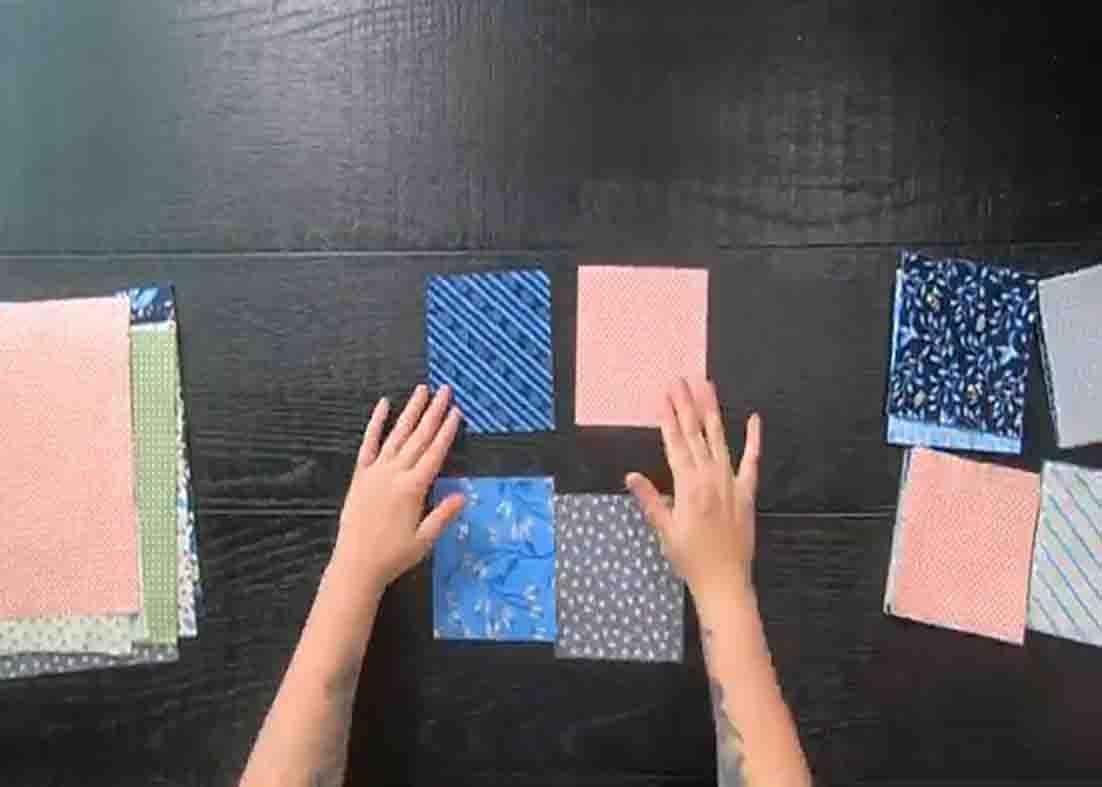 Assembling the four-patch quilt block