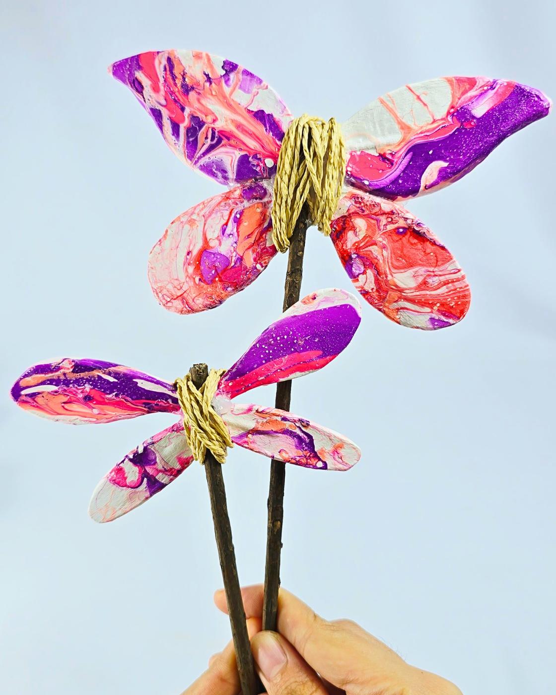 Marbled Clay Butterfly Wand — craft a clay butterfly wand for gift