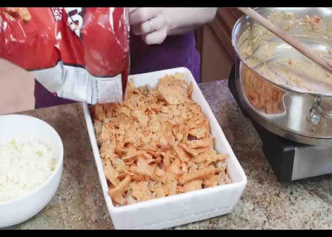 Layering the Doritos casserole