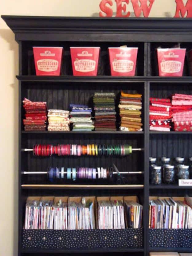 Ribbon Organizer, simple to scale to fit almost any space and a great fix using stuff you already have on a shelf