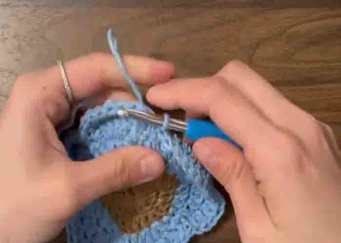 Finishing the last round of petals of the flower coaster