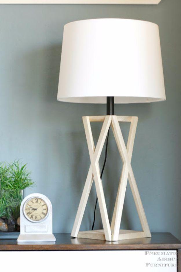 DIY Tapered-X Lamp, a creative way to light up a quiet corner and an easy DIY lighting project to brighten a space