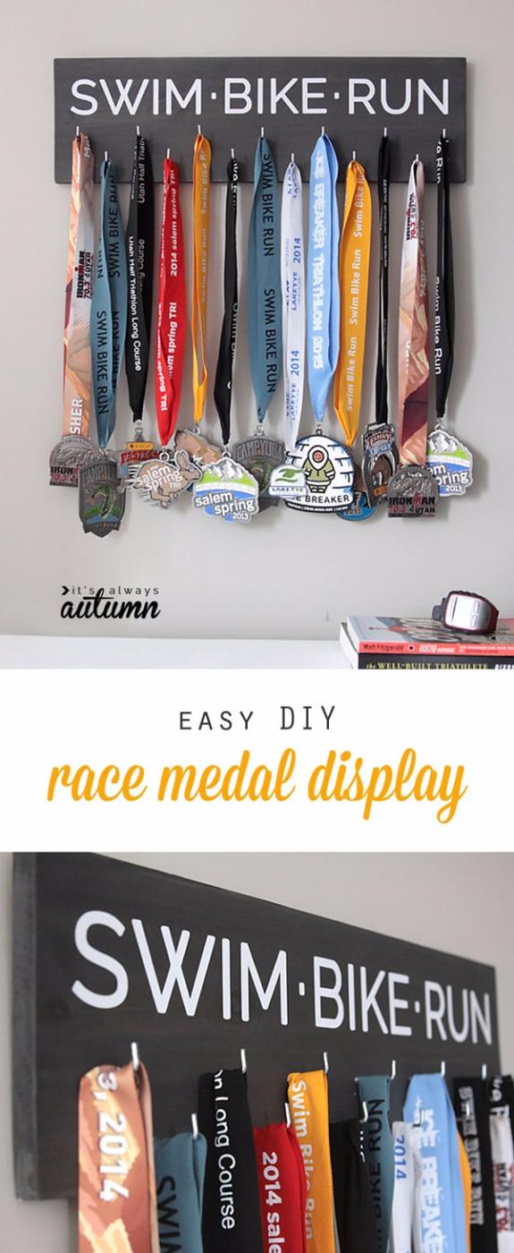 Easy DIY Race Medal Holder Display, simple enough for a first try and a sweet little detail guests always notice