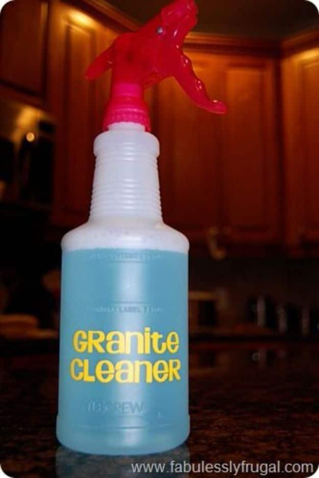 Homemade Granite Cleaner, a thrifty household staple, easy to whip up in the time it takes the kettle to boil