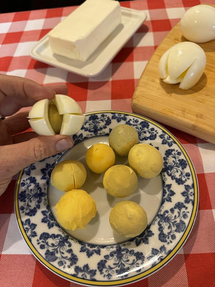 Deviled Egg Bouquet — getting deviled eggs ready to make bouquet