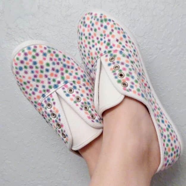 Sharpie Inspired Shoes, a custom painted design, a fast weekend build even for a novice and a detail guests always ask about