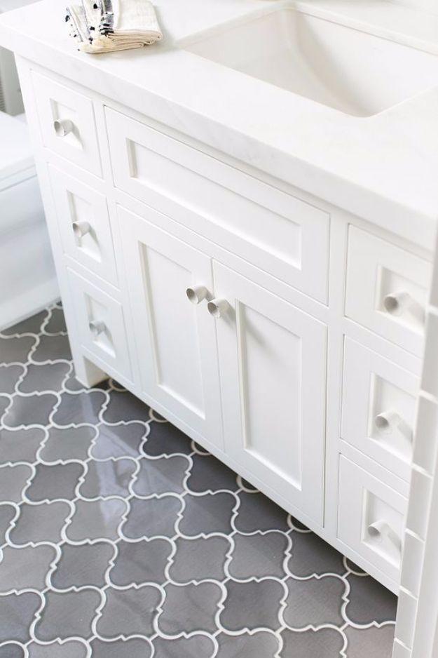 DIY Tile Ideas - Arabesque Ombre Grey Floor Tiles - Creative Crafts for Bathroom, Kitchen, Living Room, and Fireplace - Awesome Shower and Bathtub Ideas - Fun and Easy Home Decor P
