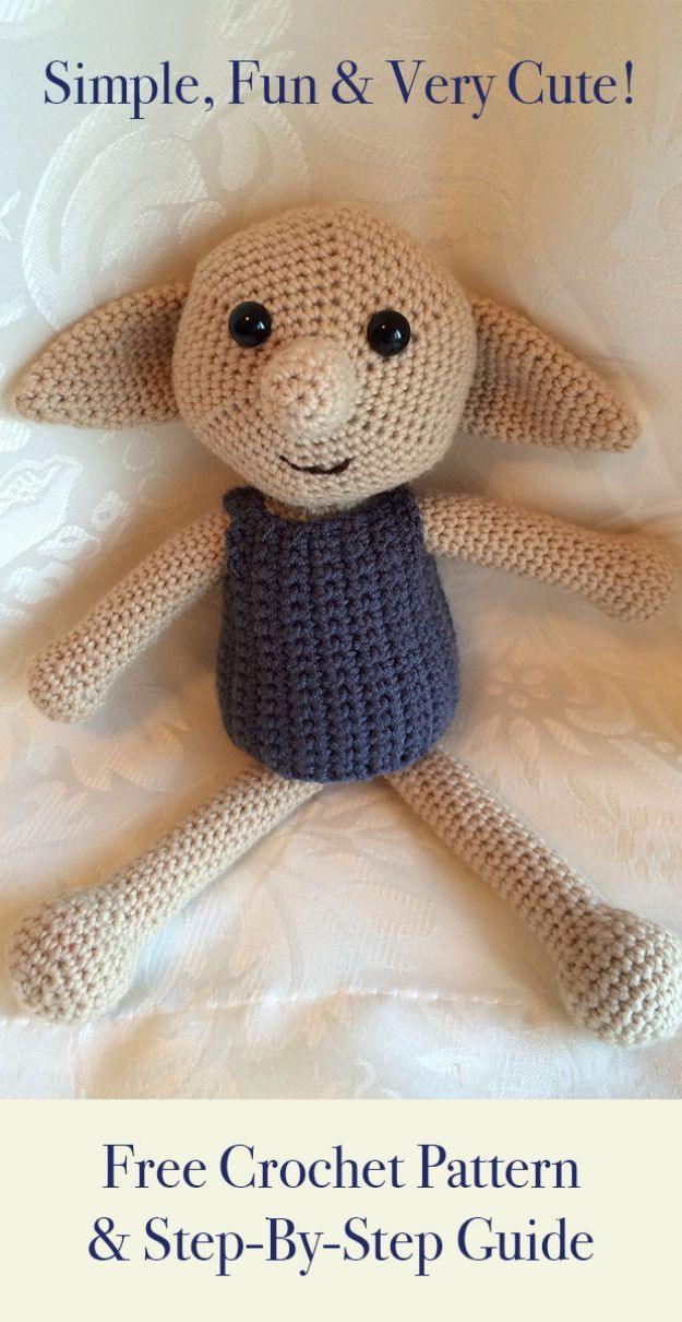 Free Amigurumi Patterns For Beginners and Pros - Dobby The House Elf Toy - Easy Amigurimi Tutorials With Step by Step Instructions - Learn How To Crochet Cute Amigurimi Animals, Do