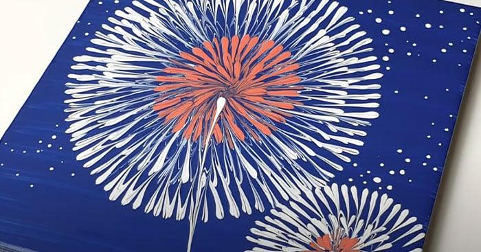 DIY Dandelion Painting Using A Fork