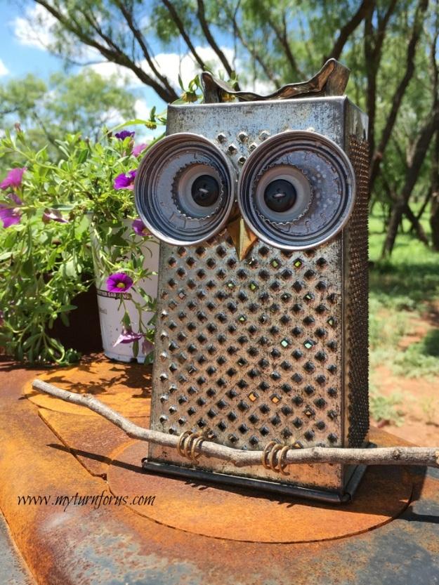 Kitchen Grater Owl, a simple upcycle project for a beginner crafter and a favorite pick from this roundup