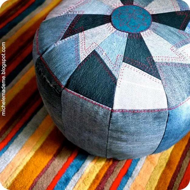 Easy Sewing Ideas | Upcycling DIY Projects with Old Jeans | DIY Pouf from Old Jeans | DIY Projects & Crafts by Sueeye #sewingideas #denim #upcycling