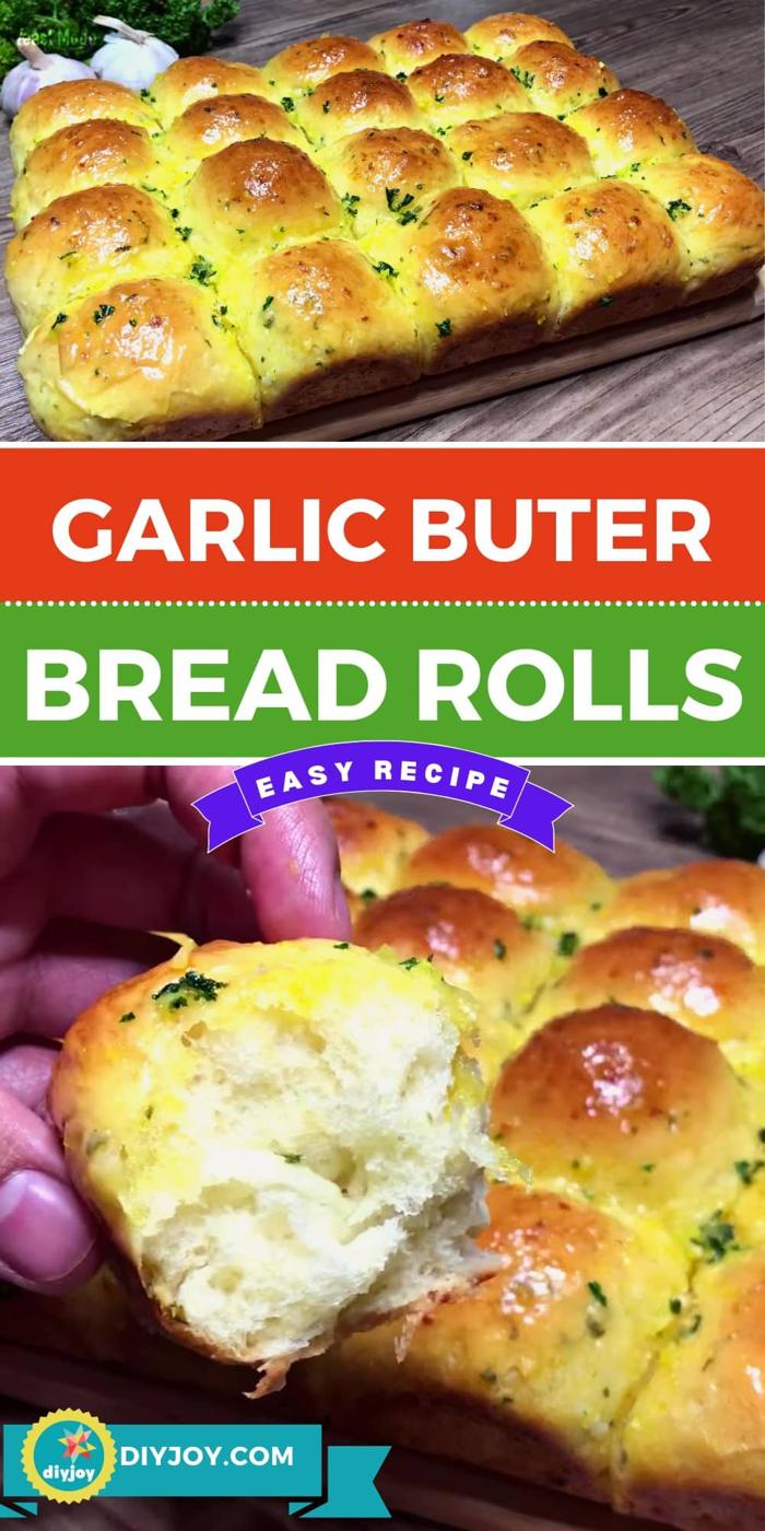 Easy No-Knead Garlic Butter Bread Rolls Recipe