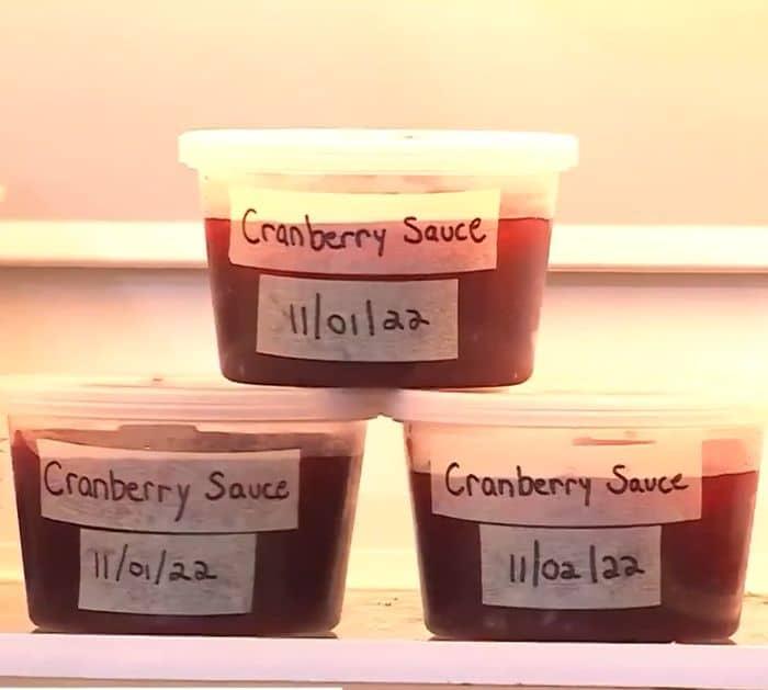 Airtight glass containers of pre-measured ingredients stored in a fridge, a Thanksgiving storage tip for hosts
