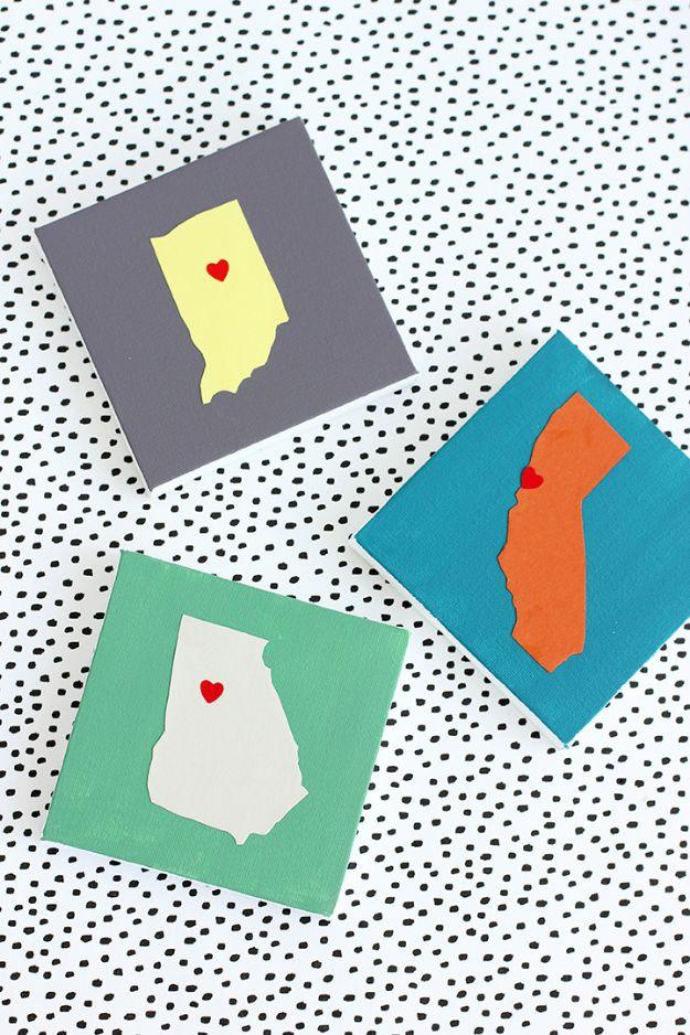 DIY State Art, a simple DIY project celebrating a home state and an easy weekend project using basic craft supplies