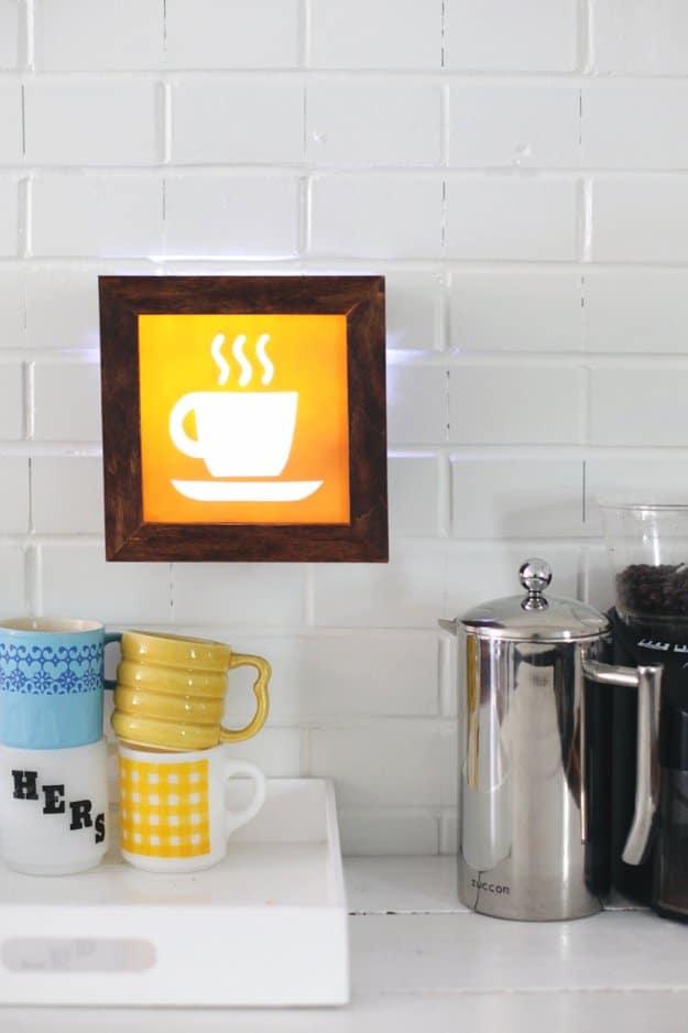 DIY Light Up Cafe Sign, a handmade touch that makes a kitchen feel more like home and a favorite pick from this roundup